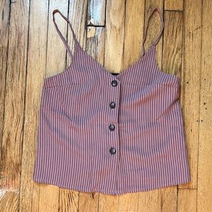 Top shop sz 2 dusty rose pink and black pinstripe spaghetti strap top